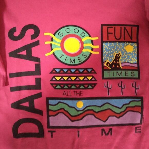 Vintage 80s Dallas Fun Times Good Times T-Shirt - Picture 1 of 9
